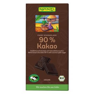 Bitterschokolade 90% Kakao mit Kokosblüte, Rapunzel