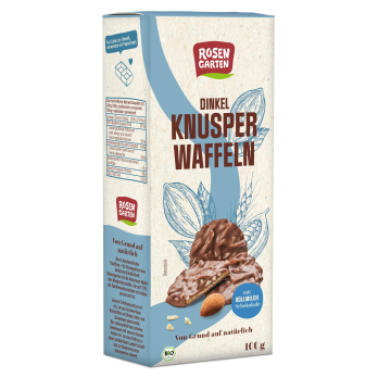 Dinkel Knusperwaffeln Vollmilch, Rosengarten 100 g