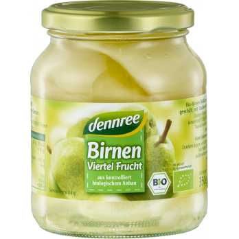 Birnen, Viertel Frucht, dennree 350 gr Glas