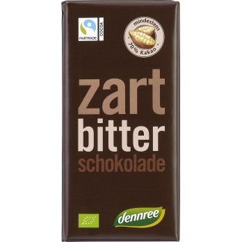 Zartbitterschokolade, 100 g, dennree
