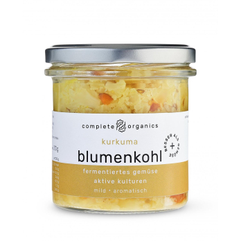 Blumenkohl, fermentiert, kurkuma, 220 g Glas