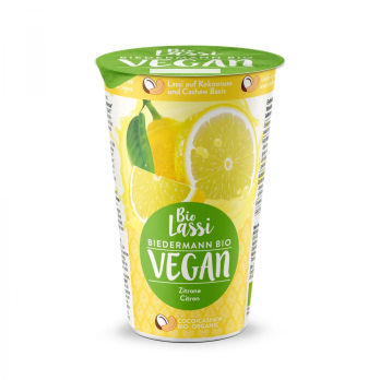 Lassi Zitrone vegan, Molkerei Biedermann MHD 18.03.2026